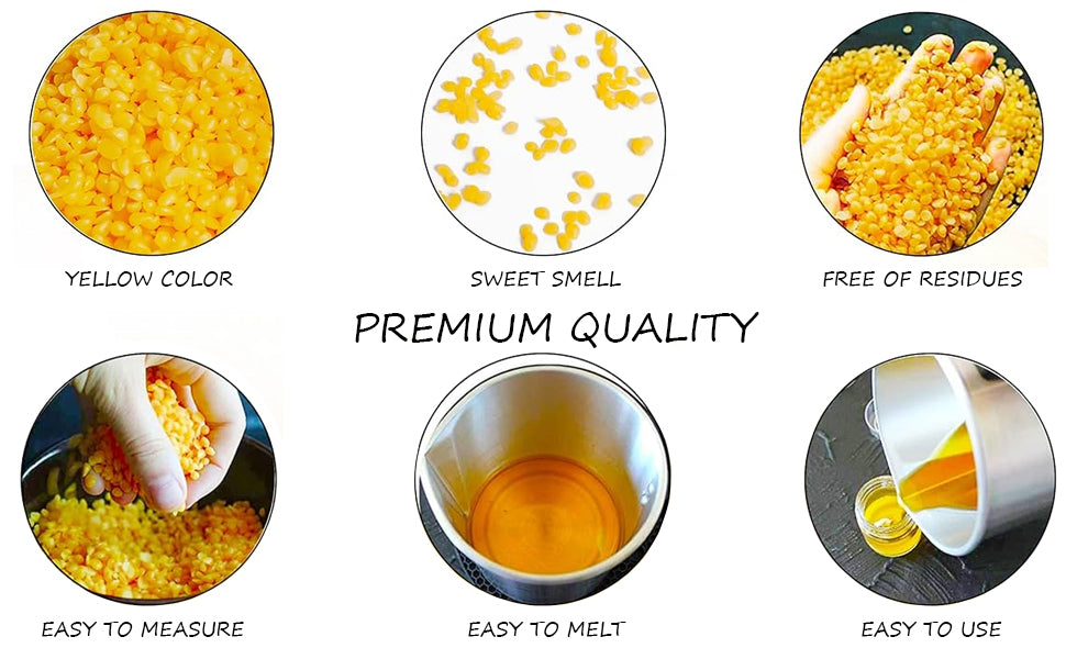 1KG Pure Yellow Beeswax Pellets High-Quality Waxing Material for DIY Crafts Candle Making Clean-Burning Polishing Furniture Wax