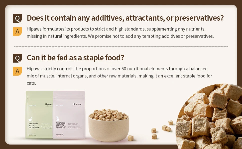 Hipaws Complete Natural Chicken Recipe Freeze-Dried Cat Food Treats Toppers 280g, Hypoallergenic No Grain Fresh Chicken; Freeze