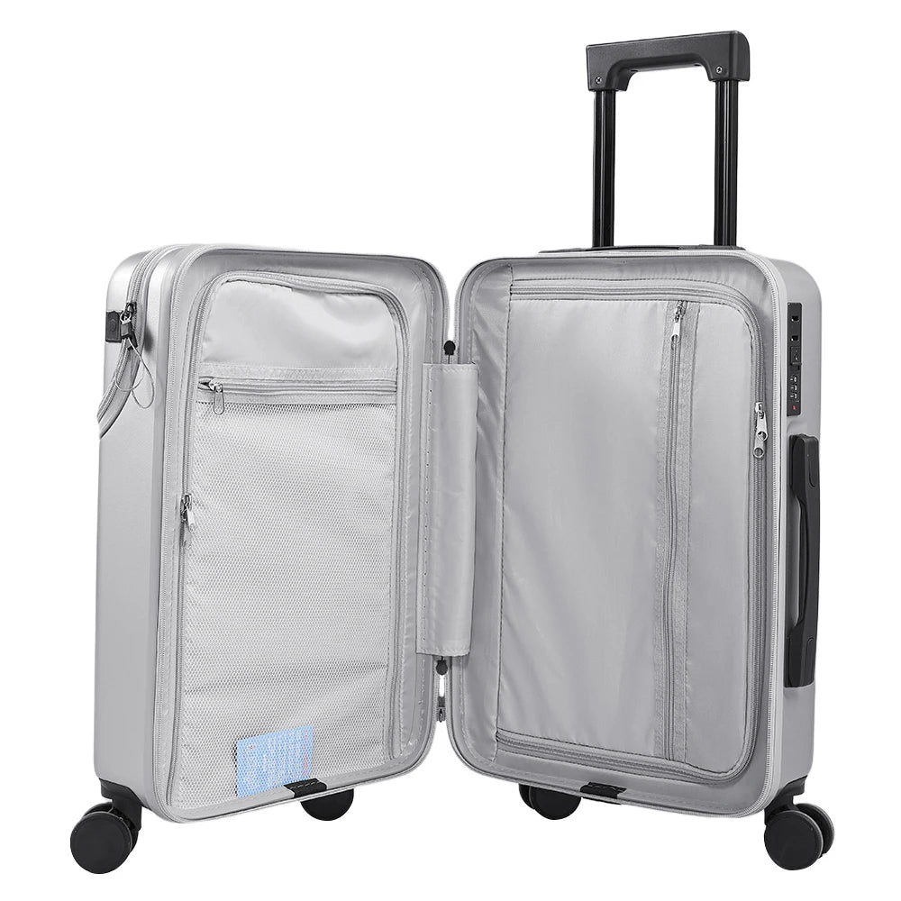【Sheonly】20 Inch Front Opening Suitcase with TSA Lock and USB Charging Port
