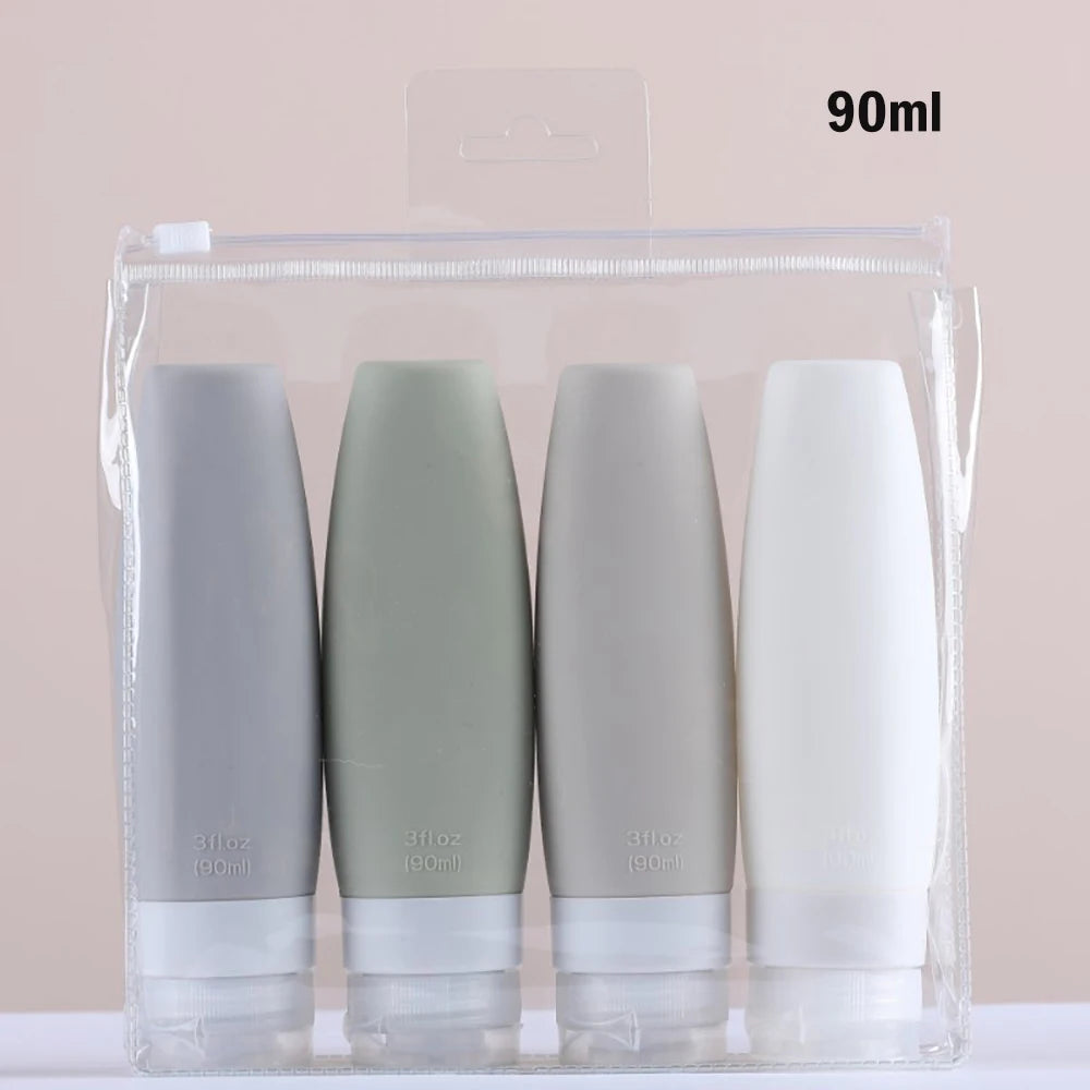 Reusable 60/90ml Travel Bottle Set Silicone Travel Bags Airport Approved