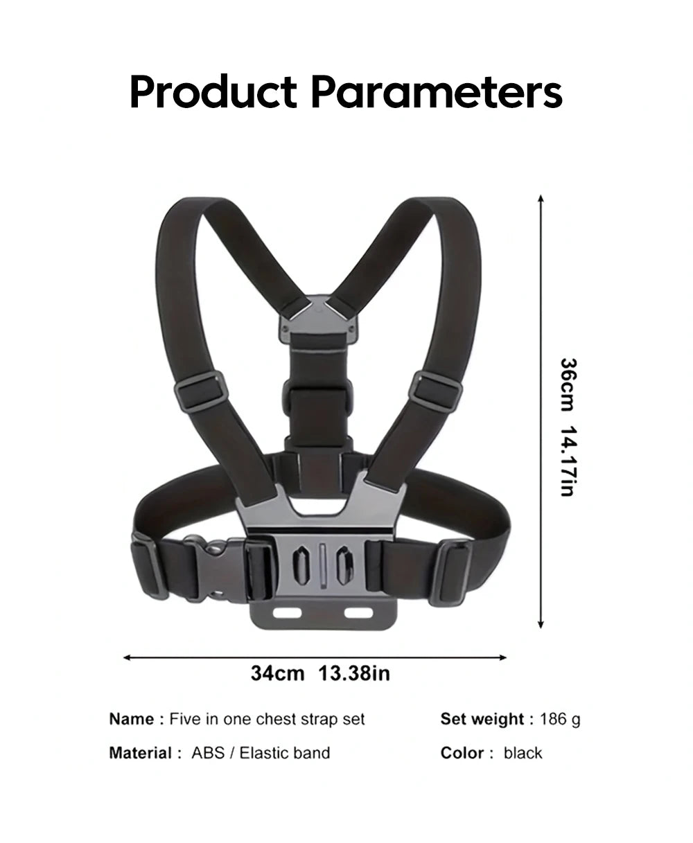 Adjustable phone clip stand with chest strap, fixed bracket for cycling, sports, climbing, and camera phones, chest phone mount.