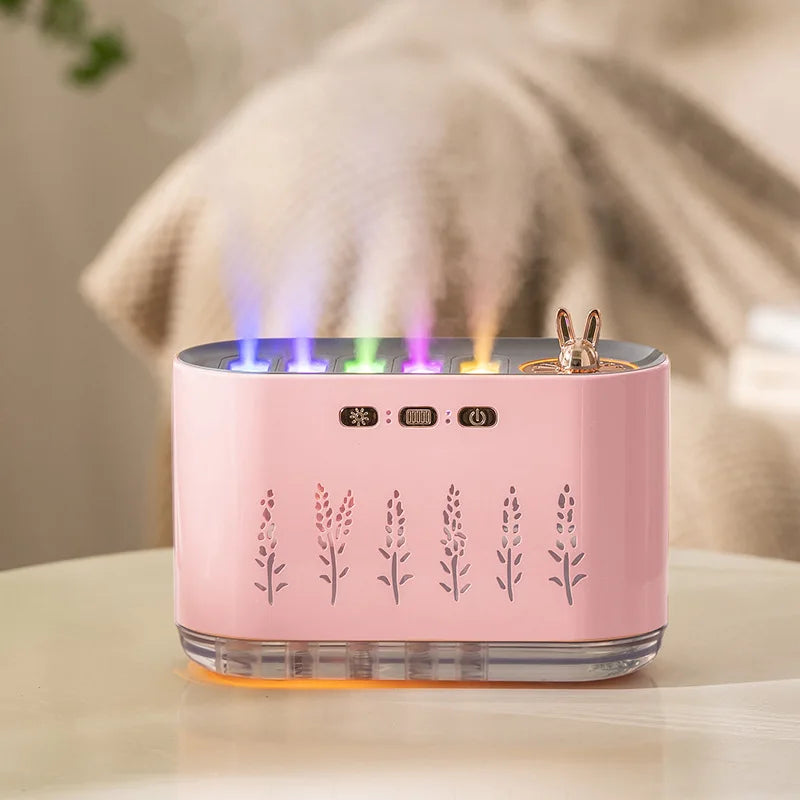 7 Colors LED Light Quiet Aroma Diffuser with 5 Nozzle Spray for Bedroom (Pink)