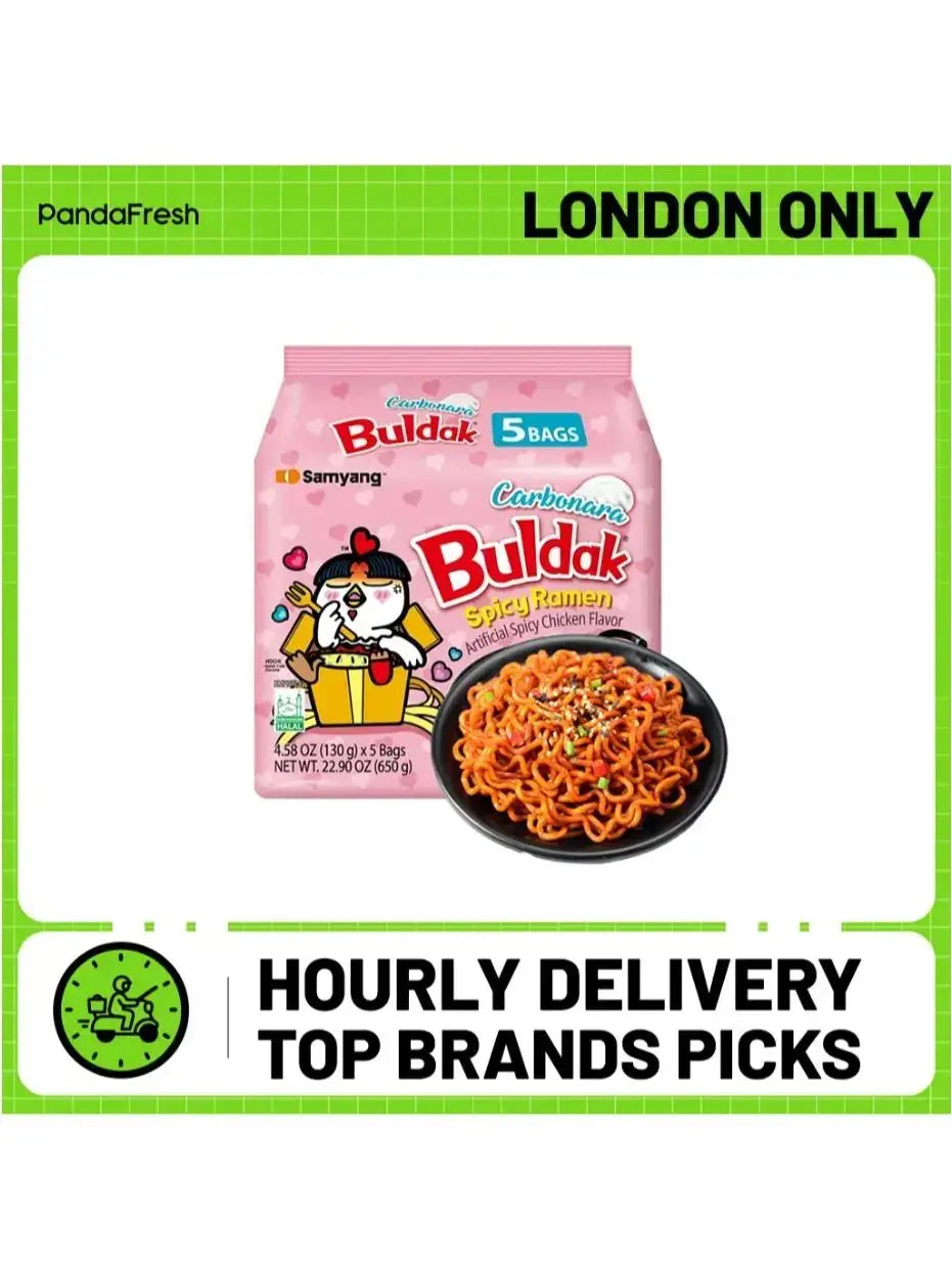 Samyang, Carbonara - flavored Hot Chicken Flavor Noodles, Pack of 5, 130g/bag