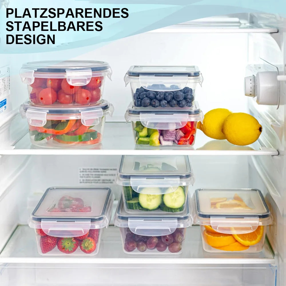 12pc Sealed refrigerator storage box with lid crisper Food Retain Freshness Transparent Storage Jar lunch box with lid