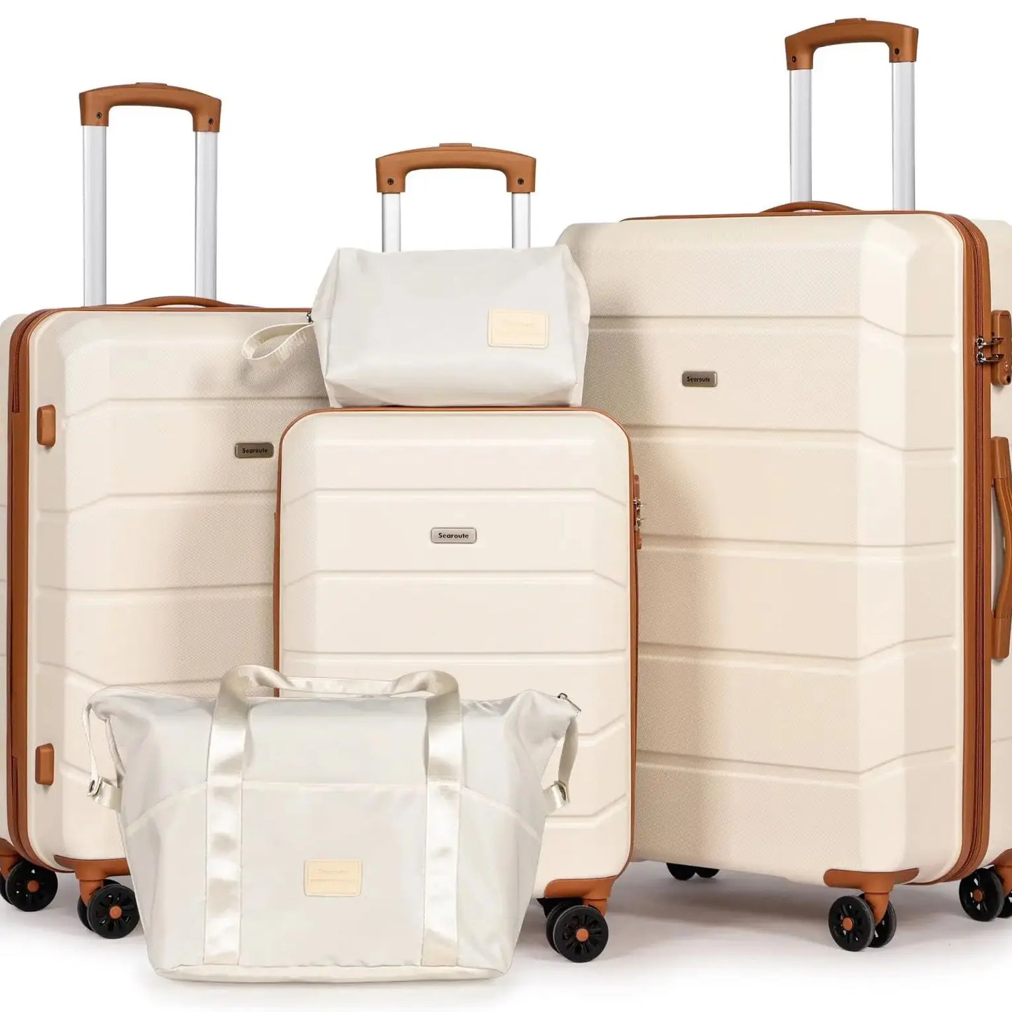 Luggage Sets of 5 Piece, Lightweight Trolley Travel Suitcase Set ABS Hard Shell, 21" + 24" + 28"+ Duffels Bag & Toiletry Bag