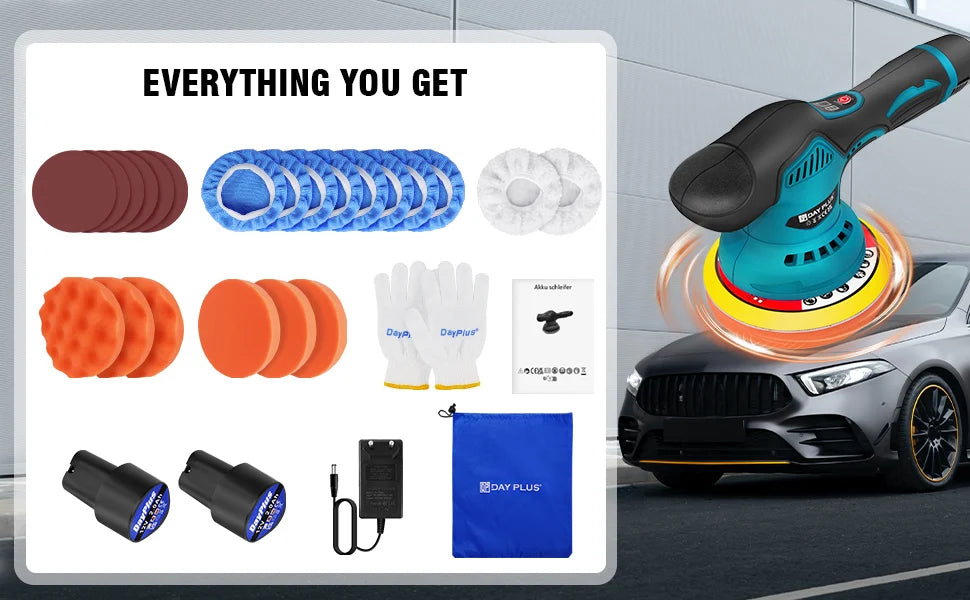 12V Cordless Car Buffer Polisher,6 Variable Speed Car Polishing Kit, For Car Detailing/Polishing/Waxing/Scratch Removing