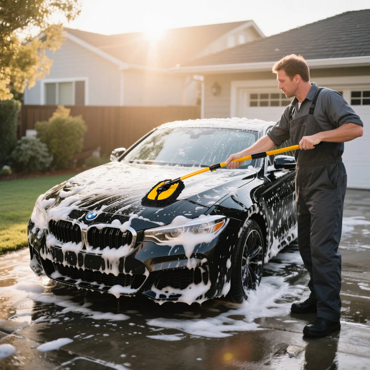 15° Arc Retractable Car Cleaning Brush, Portable Brush Set with Storage Bag for RV, Truck and Camper Cleaning