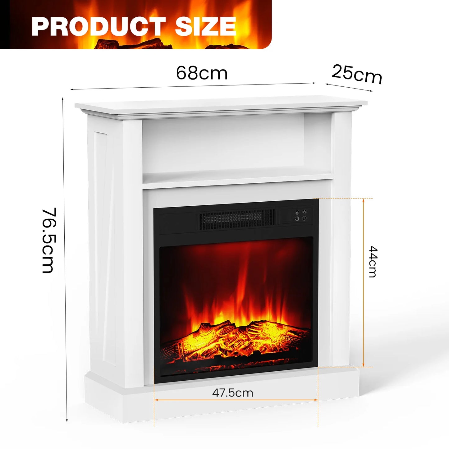 Electric Fireplaces LED Flame with Surround Heating Function Freestanding Timmer