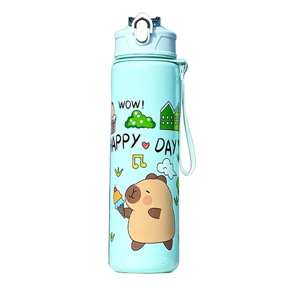 700ml Capybara Cute Water Cup with Straw & Handle Kawaii Travel Water Bottle Large Capacity Drinking Bottle for Fitness Sports