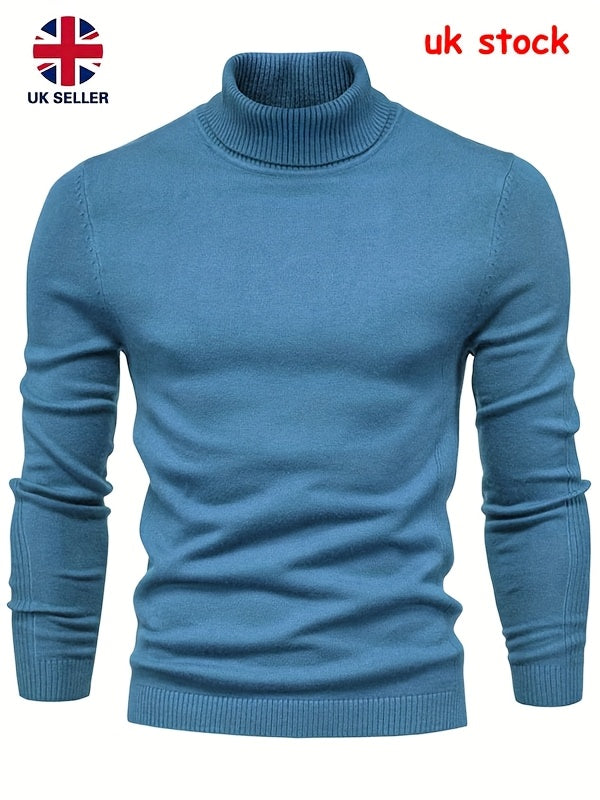 Mens Ribbed Stretch Slim Fit Knitted Pullover Casual Turtleneck Sweater Long Sleeve Sweaters Winter Thermal Sweater