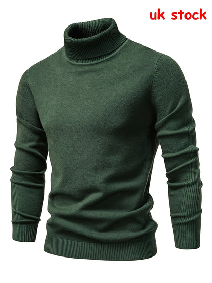 Mens Ribbed Stretch Slim Fit Knitted Pullover Casual Turtleneck Sweater Long Sleeve Sweaters Winter Thermal Sweater