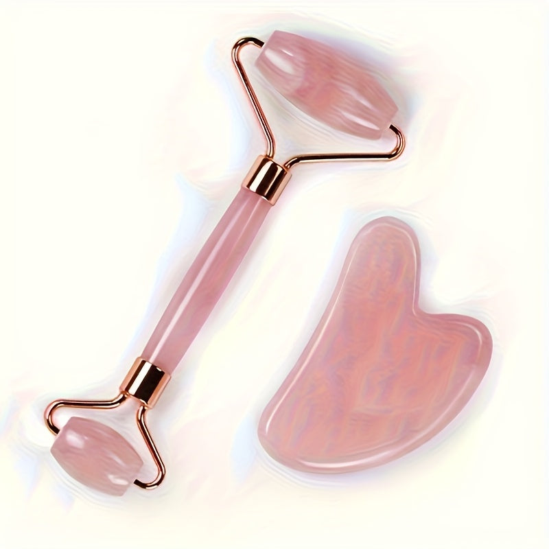 Pink Resin Gua Sha Board And Facial Massage Roller Set, Manual Relaxation Tools, Perfect Gifts for Body And Mind Care.