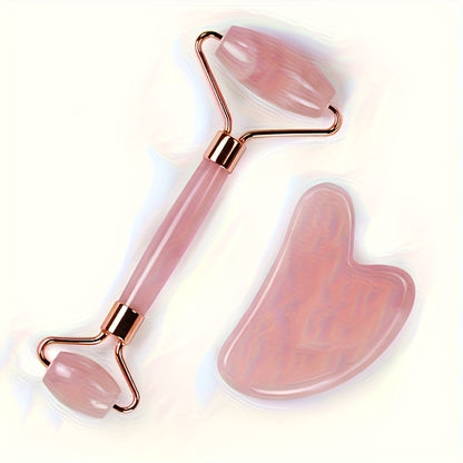 Pink Resin Gua Sha Board And Facial Massage Roller Set, Manual Relaxation Tools, Perfect Gifts for Body And Mind Care.