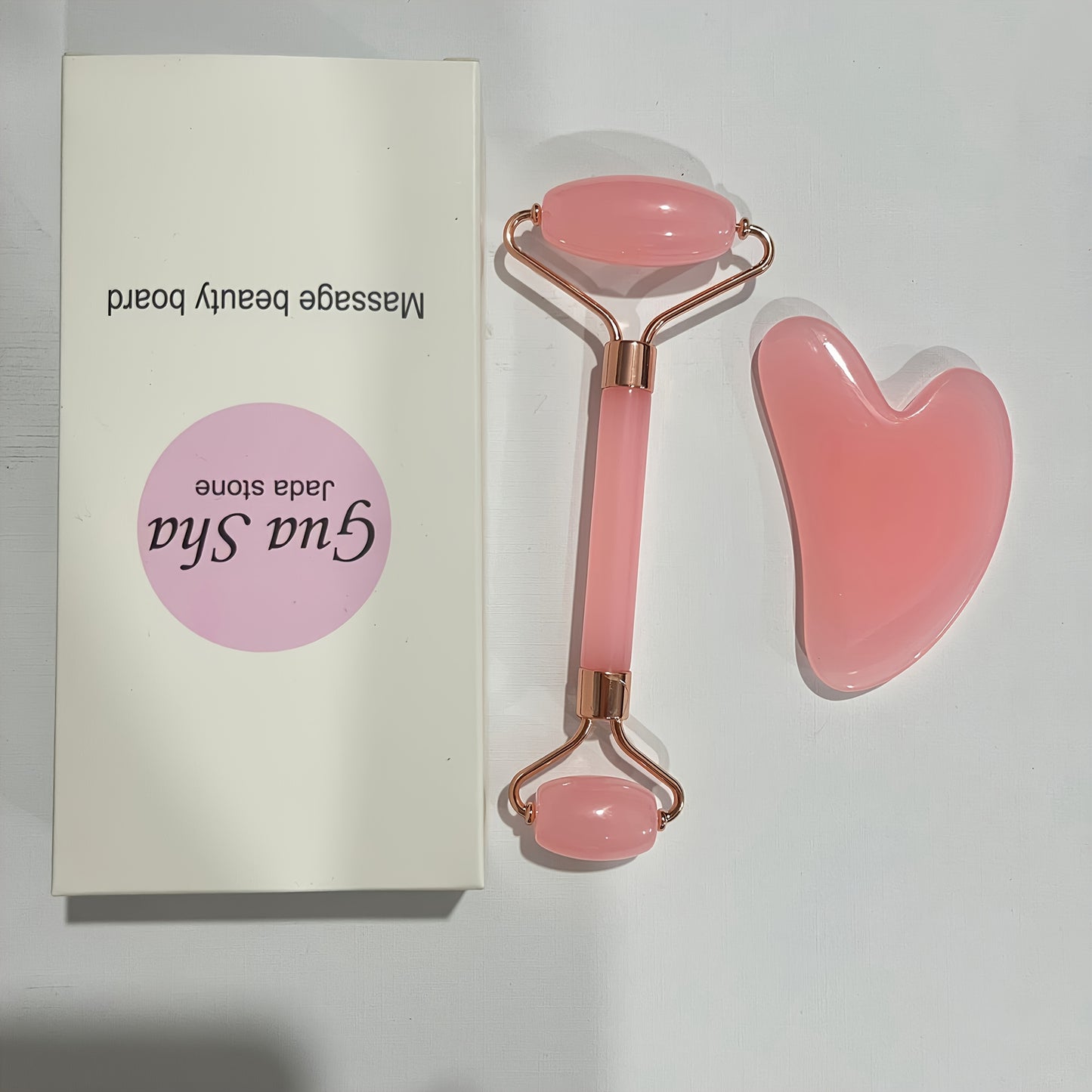 Pink Resin Gua Sha Board And Facial Massage Roller Set, Manual Relaxation Tools, Perfect Gifts for Body And Mind Care.