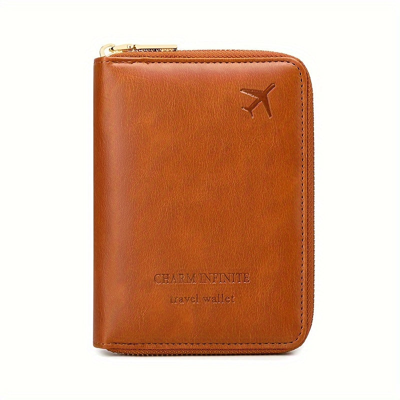 RFID Blocking Passport Holder with Zipper Travel Credit Card Bag - Multifunctional Document Organizer