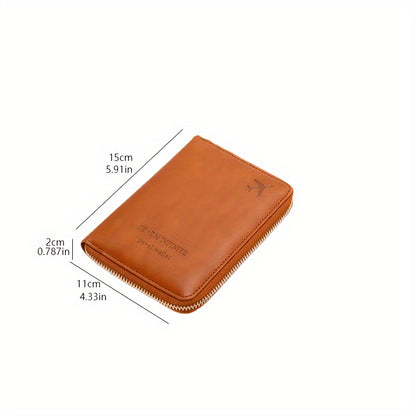 RFID Blocking Passport Holder with Zipper Travel Credit Card Bag - Multifunctional Document Organizer