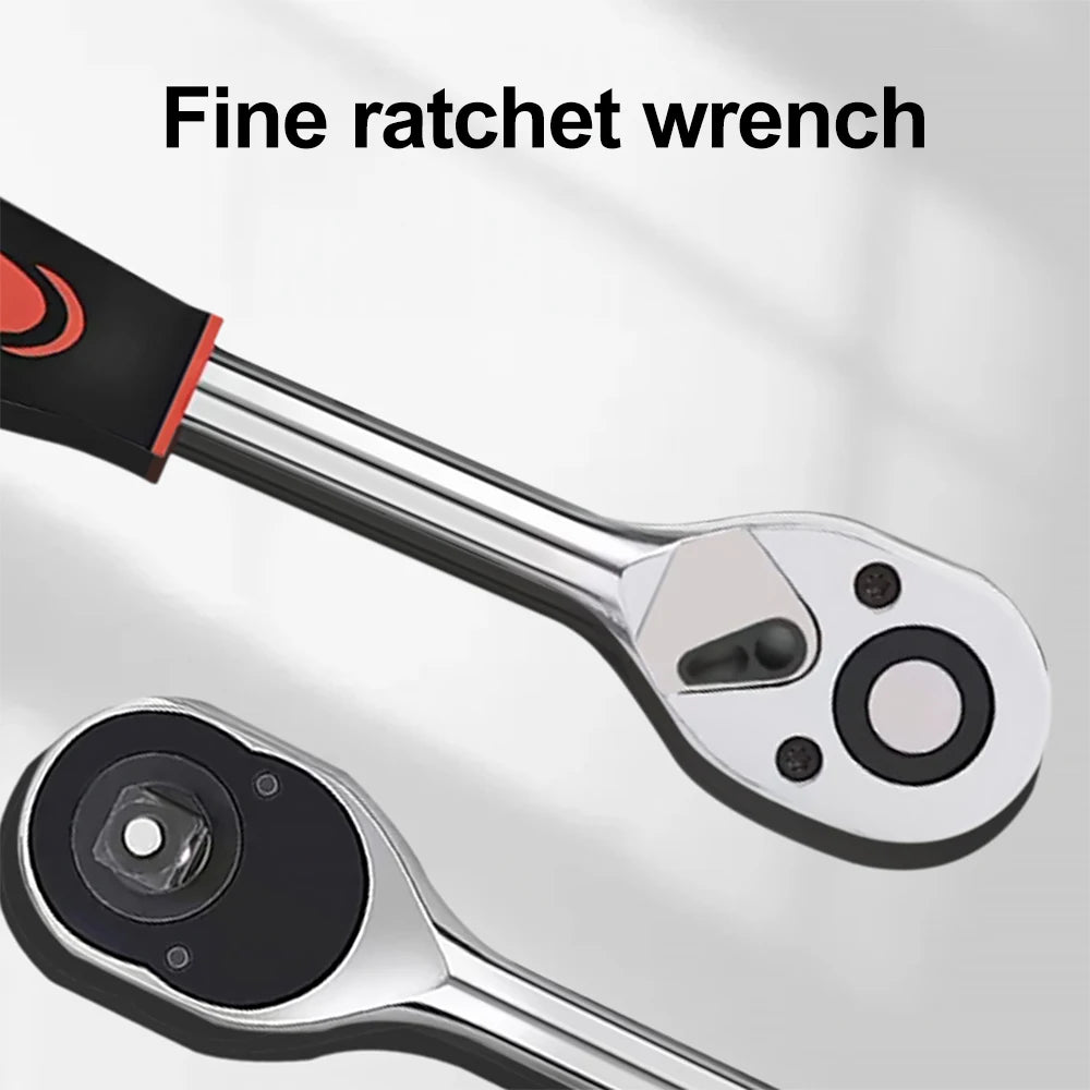 46-Piece Socket Wrench Set for Home Hardware Maintenance Auto Motorcycle Bicycle Repair with Black Case Garage Tool Kit