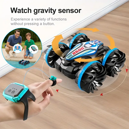 Amphibious Remote Control Car Gesture Sensor 4WD Off-Road Toy Car 360 Degree Rotating Waterproof RC Stunt Car for Kids Gifts