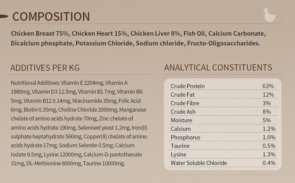 Hipaws Complete Natural Chicken Recipe Freeze-Dried Cat Food Treats Toppers 280g, Hypoallergenic No Grain Fresh Chicken; Freeze