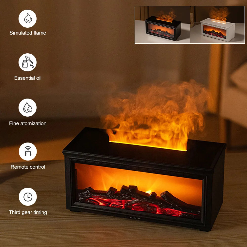 Colorful Flame Fireplace Diffusers for Essential Oils Aroma Flame Diffuser Fireplace Humidifier with Remote for Home