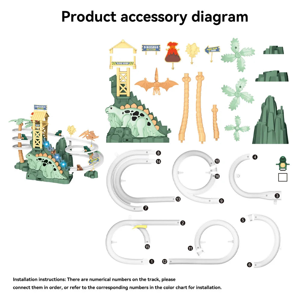 Double Track Dinosaur Climbing Slide with Lights and Music for Toddlers Creativity Gift Age 3 -6 Boys Girls Kids