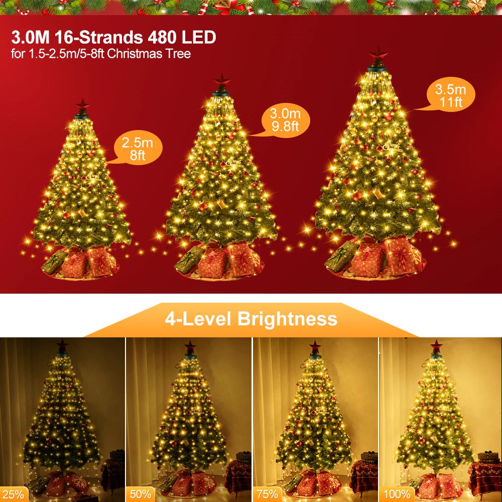 Christmas Tree Fairy String Lights Mini LED Lights With Remote Control For Xmas Tree Outdoor Garden Gift Ornament Holiday Decor