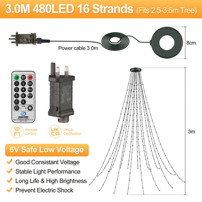 Christmas Tree Fairy String Lights Mini LED Lights With Remote Control For Xmas Tree Outdoor Garden Gift Ornament Holiday Decor