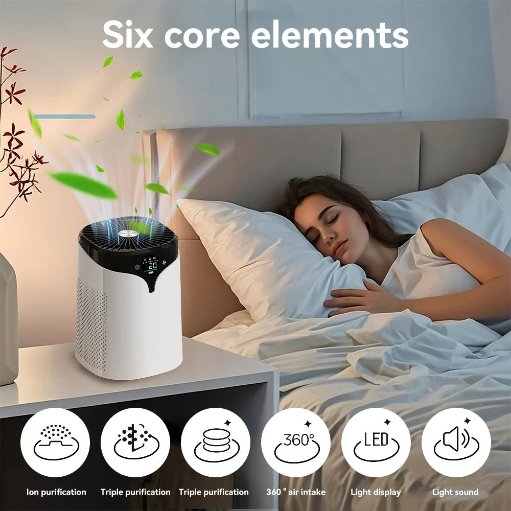 PM2.5 Air Purifier Negative Ion Purifier Pet Hair Dust Smog Air Purifier with Digital Display & Timer for Home