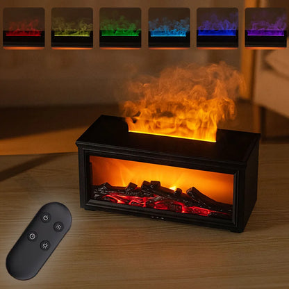 Colorful Flame Fireplace Diffusers for Essential Oils Aroma Flame Diffuser Fireplace Humidifier with Remote for Home