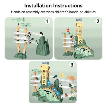 Double Track Dinosaur Climbing Slide with Lights and Music for Toddlers Creativity Gift Age 3 -6 Boys Girls Kids