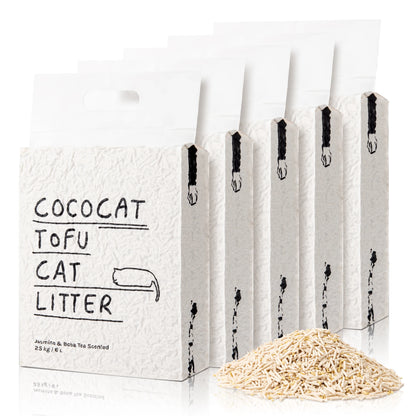 Cococat Plant-based Tofu Cat Litter - Biodegradable Clumping Litter, Dust-free and Easy Scooping, Flushable, Jasmi