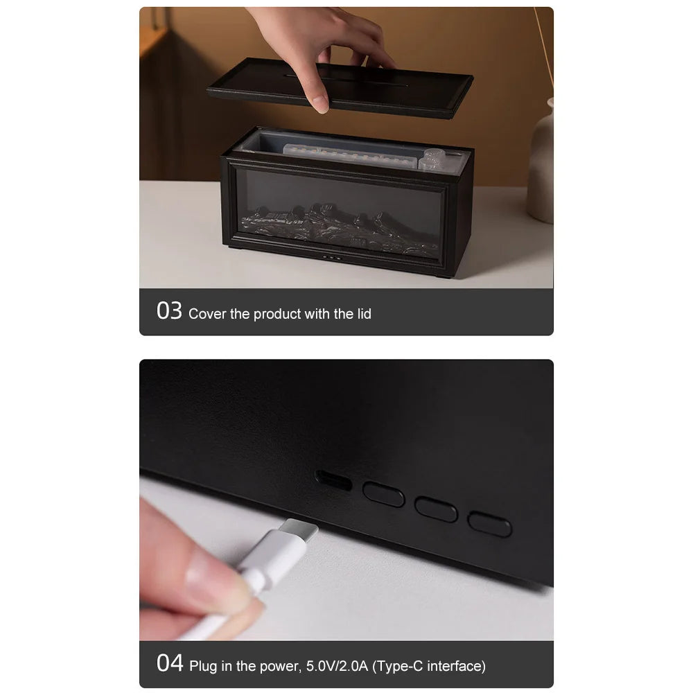 Colorful Flame Fireplace Diffusers for Essential Oils Aroma Flame Diffuser Fireplace Humidifier with Remote for Home