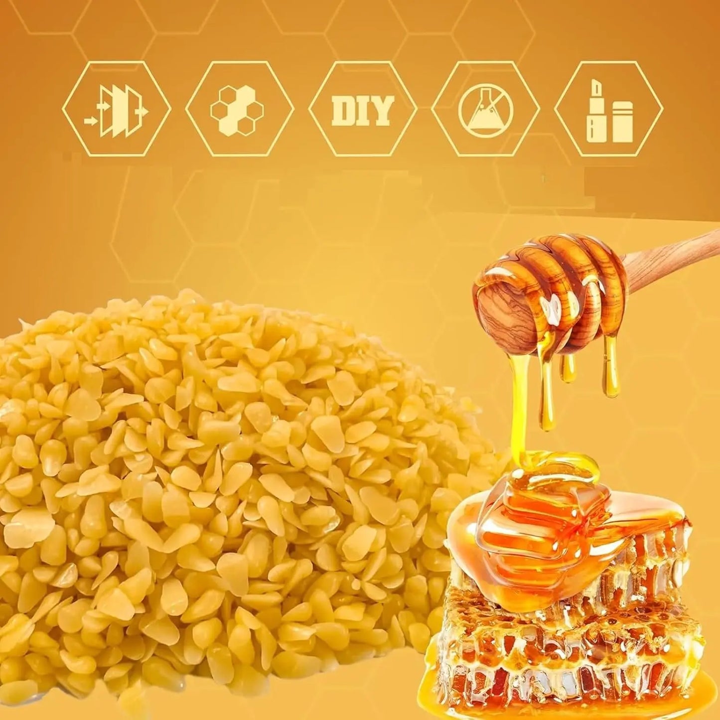 1KG Pure Yellow Beeswax Pellets High-Quality Waxing Material for DIY Crafts Candle Making Clean-Burning Polishing Furniture Wax