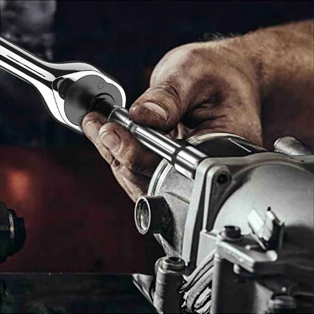 46-Piece Socket Wrench Set for Home Hardware Maintenance Auto Motorcycle Bicycle Repair with Black Case Garage Tool Kit