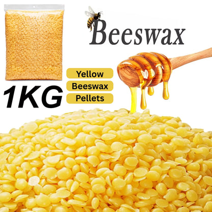 1KG Pure Yellow Beeswax Pellets High-Quality Waxing Material for DIY Crafts Candle Making Clean-Burning Polishing Furniture Wax