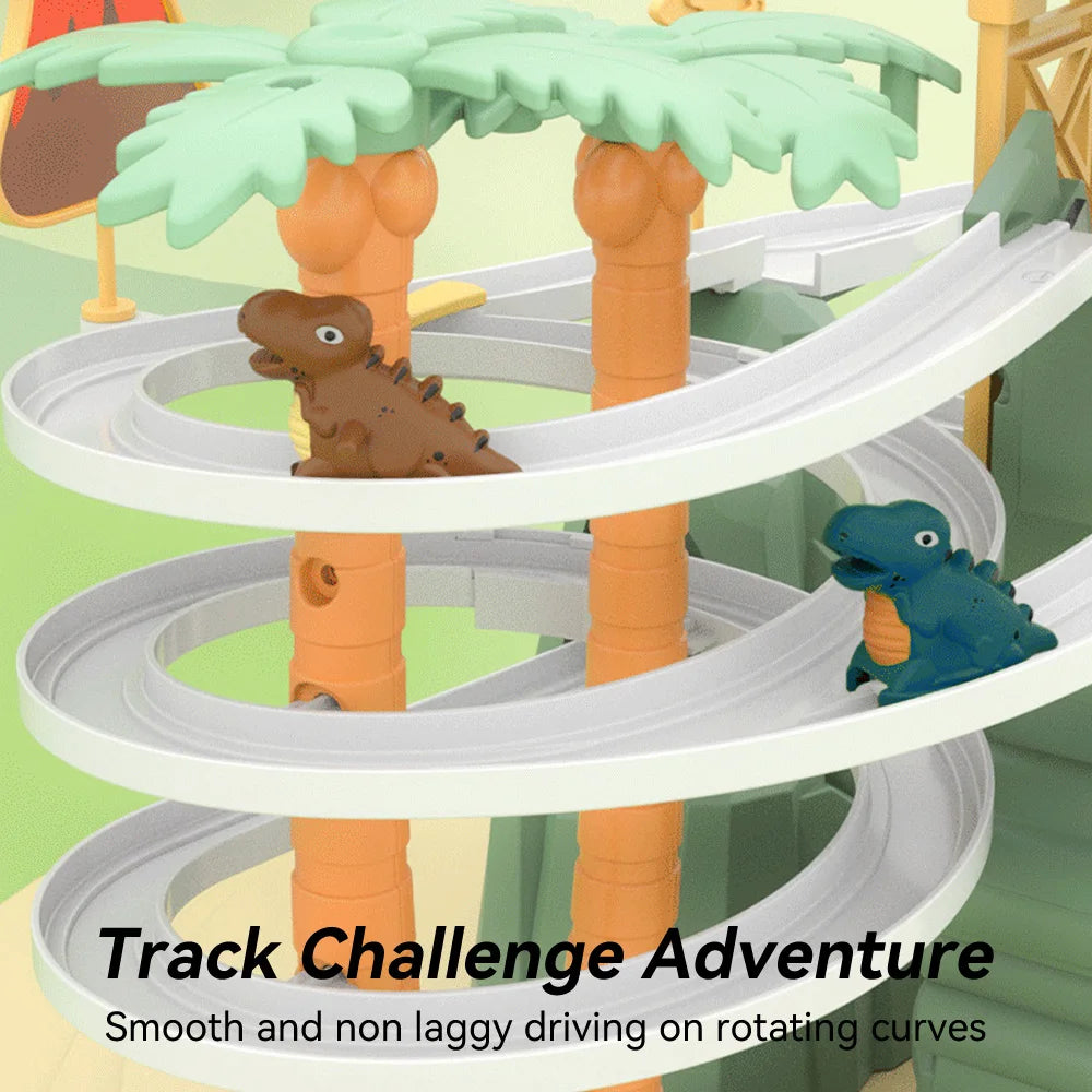 Double Track Dinosaur Climbing Slide with Lights and Music for Toddlers Creativity Gift Age 3 -6 Boys Girls Kids