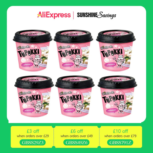 Samsam ,  Carbonara Toppokki  Rice Cake Korean Street Food Instant tteokbokki（Pack of 6 cup）