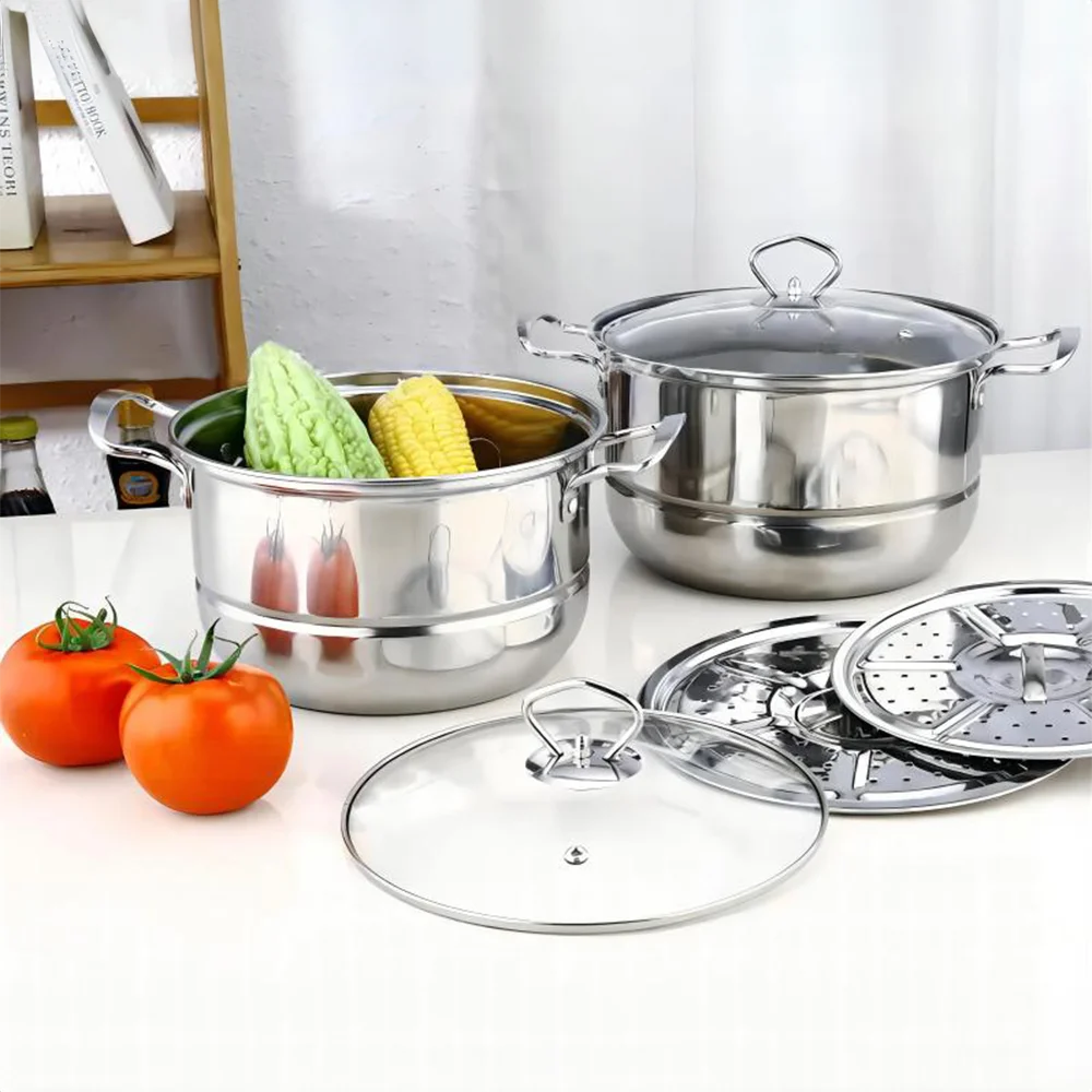 Stainless Steel Cookware 14-Piece Set Thickened Non-Stick Flat-Bottomed Frying Pan Milk Pot Soup Pot Combination Set