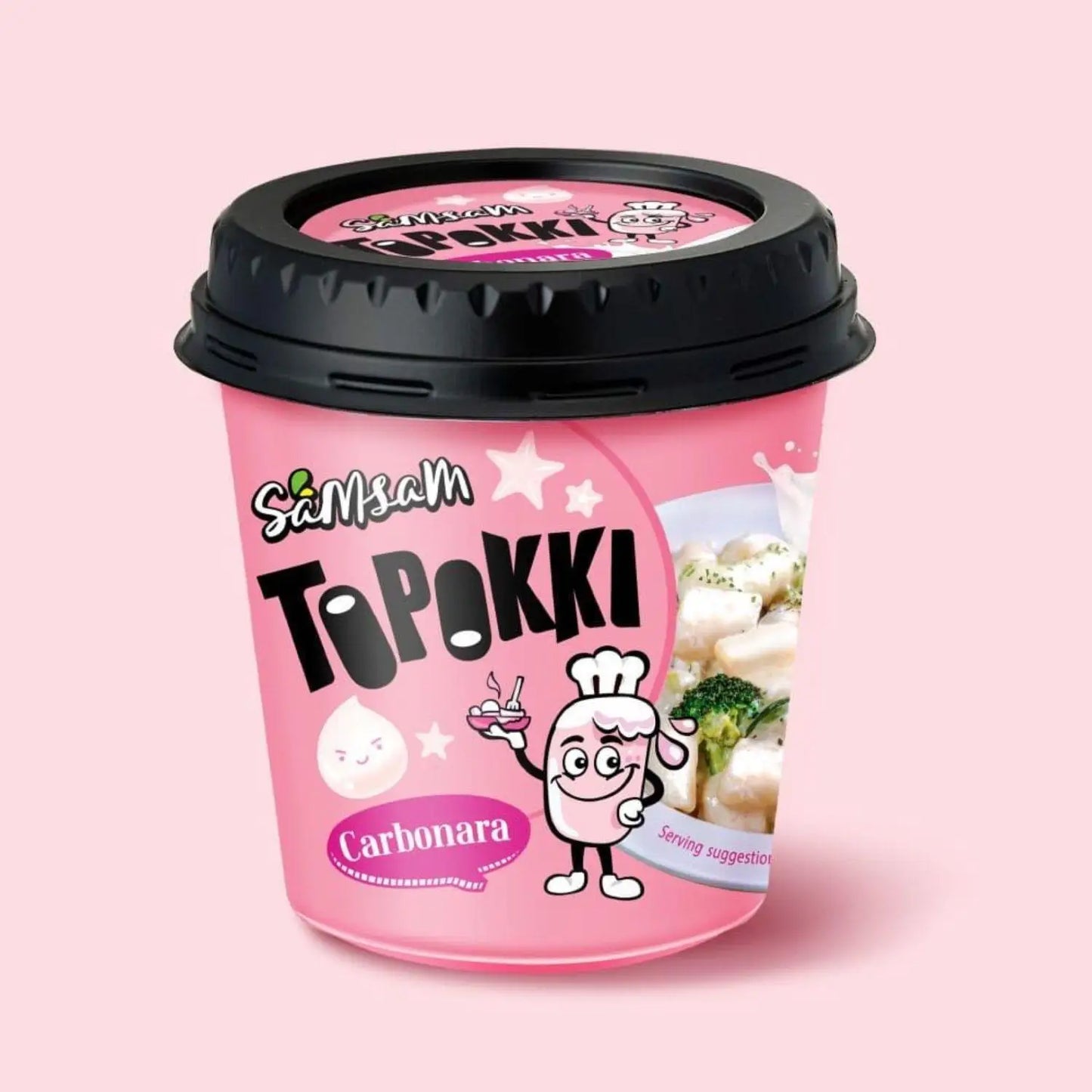 Samsam ,  Carbonara Toppokki  Rice Cake Korean Street Food Instant tteokbokki（Pack of 6 cup）