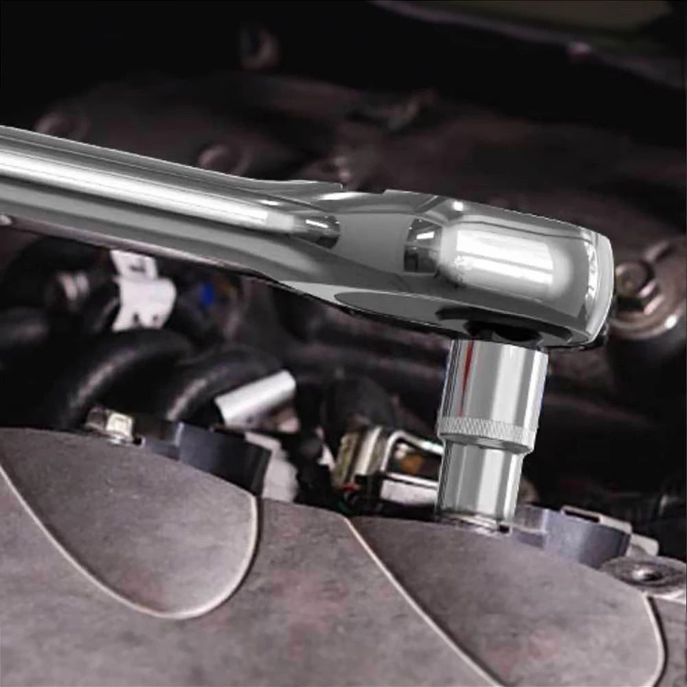 46-Piece Socket Wrench Set for Home Hardware Maintenance Auto Motorcycle Bicycle Repair with Black Case Garage Tool Kit