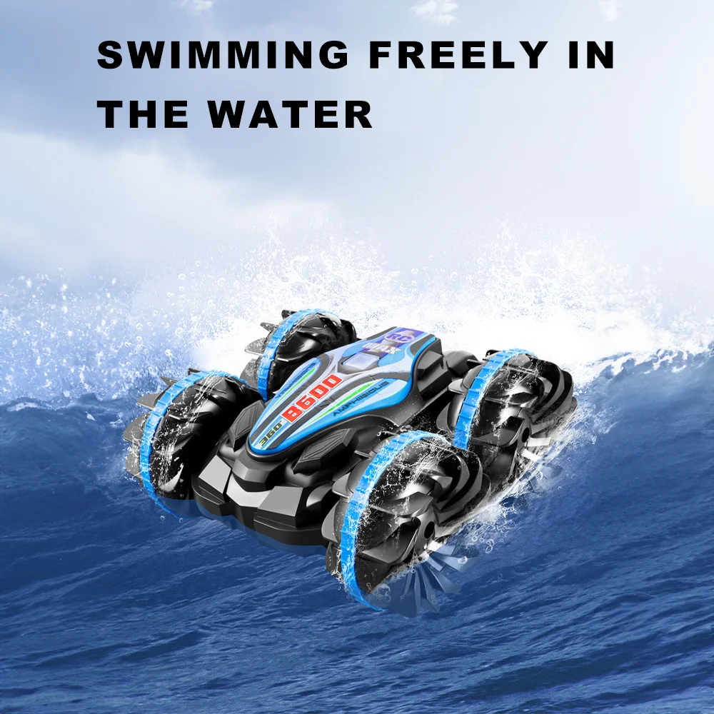 Amphibious Remote Control Car Gesture Sensor 4WD Off-Road Toy Car 360 Degree Rotating Waterproof RC Stunt Car for Kids Gifts