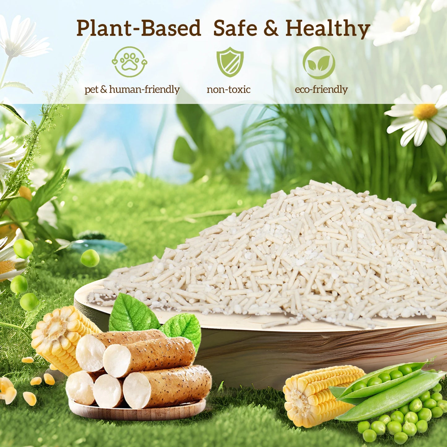 Ezskuup Non-Stick Ultra Clumping Cassava Tofu Cat Litter Odour Control Low Tracking Kitty Litter Plant-Based Ingredient 4KG/PACK