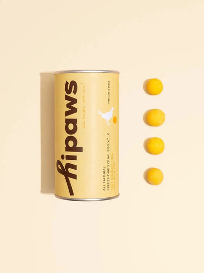 Hipaws All Natural Quail Egg Yolk Freeze-Dried Cat Treats Toppers (100g Tube), Fresh Quail Egg Yolk Dog Treats