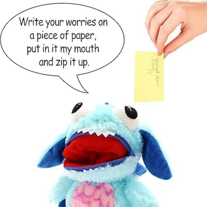 Worry Yummy Monster Soft Toy - 28cm (11") Cuddly Sleep Companion for Kids - Anxiety & Stress Reducing - Blue 'Marvin'