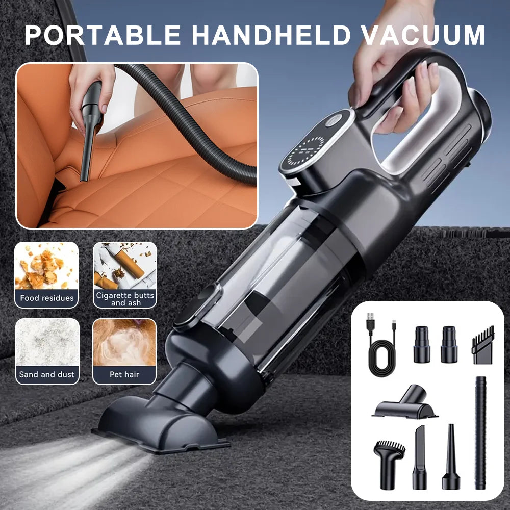 Portable Vacuum Cleaner Wireless Handheld Car Vacuum Cleaner 16000Pa Strong Suction Cleaning Machine for Carpet Sofa Bed Floor