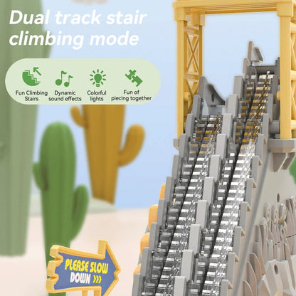 Double Track Dinosaur Climbing Slide with Lights and Music for Toddlers Creativity Gift Age 3 -6 Boys Girls Kids