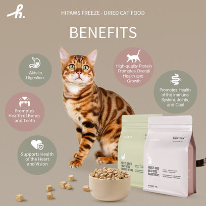 Hipaws Complete Natural Chicken Recipe Freeze-Dried Cat Food Treats Toppers 280g, Hypoallergenic No Grain Fresh Chicken; Freeze