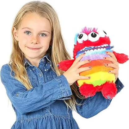 Worry Yummy Monster Soft Toy - 28cm (11") Cuddly Sleep Companion for Kids - Anxiety & Stress Reducing - Red 'Munch'