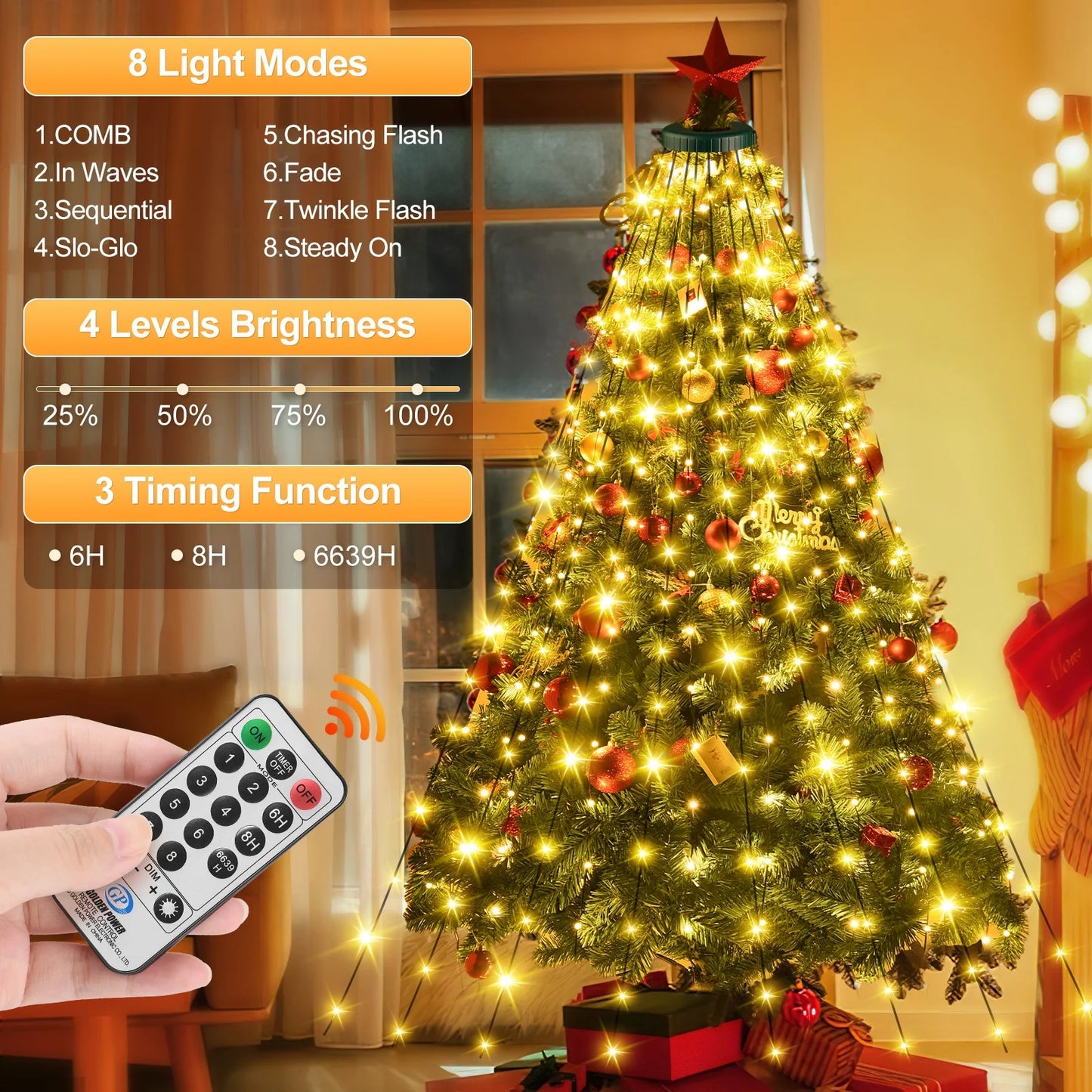 Christmas Tree Fairy String Lights Mini LED Lights With Remote Control For Xmas Tree Outdoor Garden Gift Ornament Holiday Decor