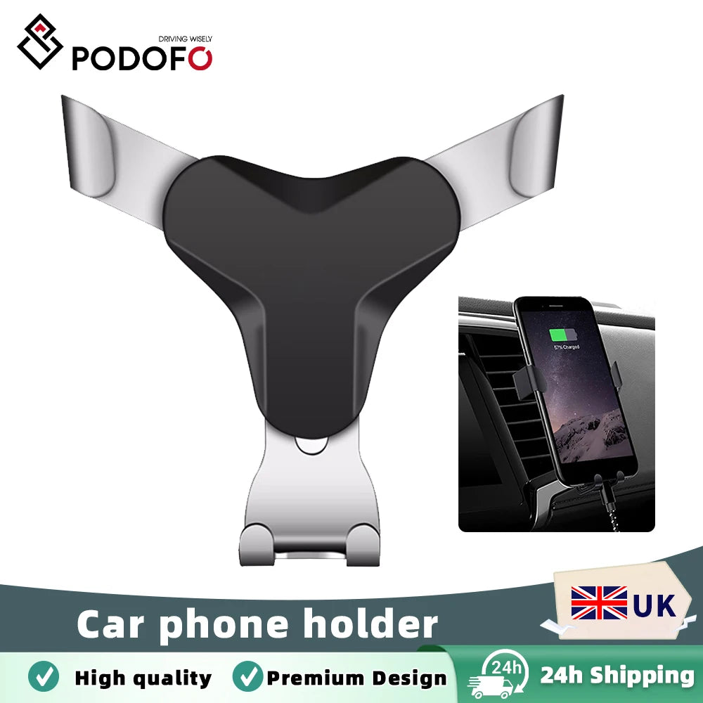 Podofo Gravity Car Holder For Phone in Car Air Vent Mount Clip Cell Holder No Magnetic Mobile Phone Stand For iPhone 13 Xiaomi